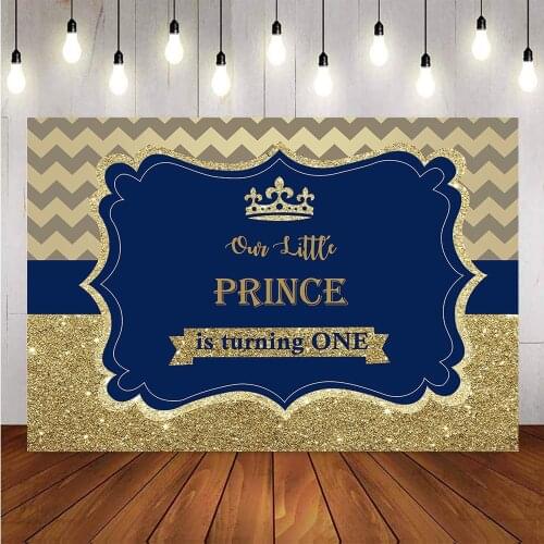 Photography backdrop royal prince baby shower newborn little boy gold glitter background for photo booth studio customize prop
