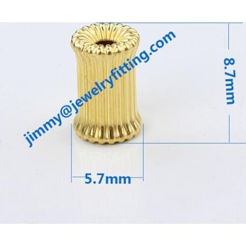 Jewelry findings size 5.7*8.7mm fashion jewelry corrugated brass beads DIY beads column shape beads