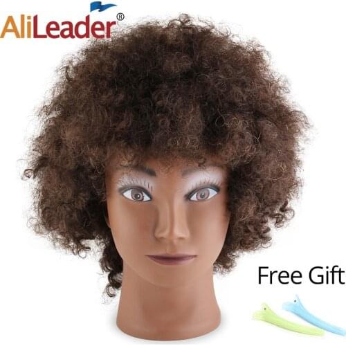 AliLeader Professional Styling Head Hairdressing Training Head Mannequin Male Human Afro Hair Mannequin Head For Makeup Practice