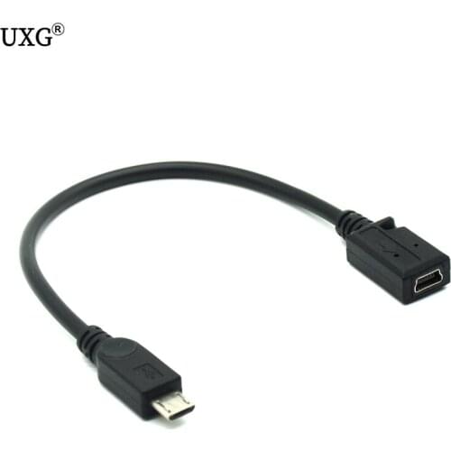 15cm Mini USB Female to Micro USB Male Connector Data Sync & Charge Cable Transfer Short Cable for phones MP3 MP4 Black Color