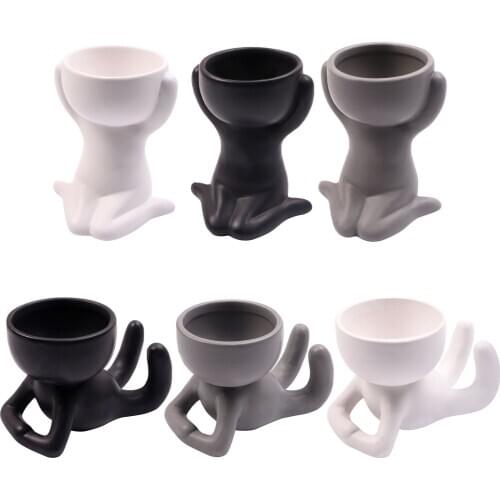 Ceramic Plant Pot Human Shaped Planter Plant Container Decoration Flowerpot Small Succulent Planter Flower Vase Home Decoration