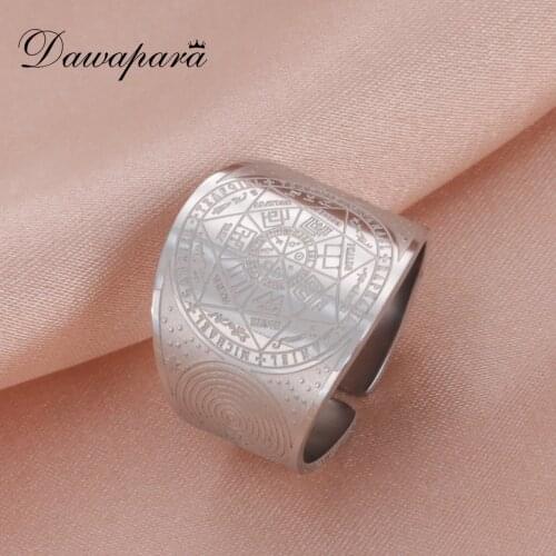 Dawapara Seal of The Seven Archangels Secret of Universe Ring Solomon Kabbalah Amulet Talisman Stainless Steel Jewelry