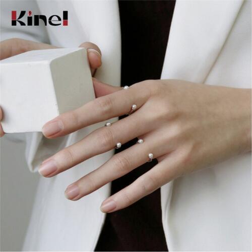 Kinel 925 Sterling Silver Pearl Smile Ring Original Minimalist Creative Chic Open Rings for Women Mori Style Party Korea Jewelry