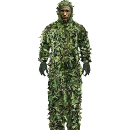 Adult Outdoor Ghillie Suit Breathable Camouflage Clothes Jungle Suit CS Training Leaves Clothing Hunting Suit Hooded Jacket