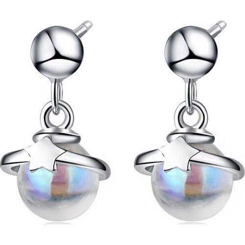 Tiny Crystal Stone Star Planet Shaped Pendant Earrings Korean Style Drop Earrings Fashion Wedding Jewelry Gifts For Women
