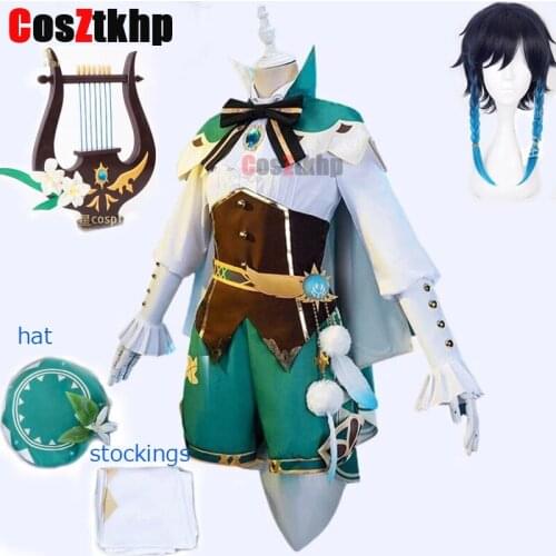 Hot! Genshin - PU Leather Genshin Impact Venti Costume Genshin Impact Venti Cosplay Shoes for Halloween Carnival Cosplay Costume
