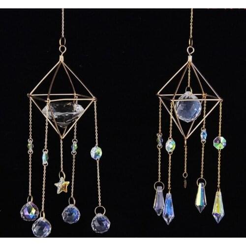 Chandelier Wind Chimes Garden Decoration Crystal Prisms Hanging Sun Catcher Pendant Patio Windown Decor Rainbow Maker 30pcs/lot