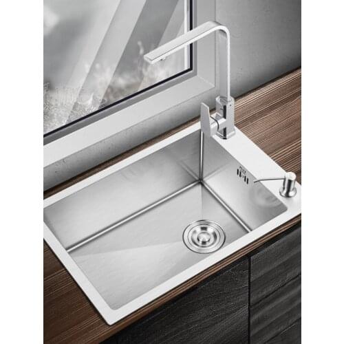 Brushed Stainless Steel Single Bowl Sink Silver Vegetable Washing Basin Sink Large Size Kitchen Sink Above Counter 60x40cm