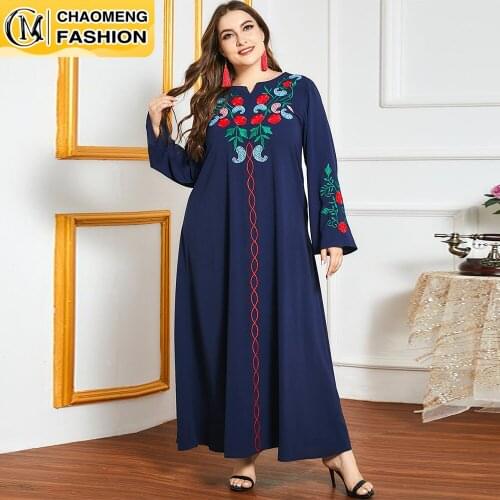 Dubai Abaya Embroidered Fashion Plus Size Hijab Dress Turkey Kaftan Islam Clothing Muslim For Women Vestidos Arabic Maxi Robe