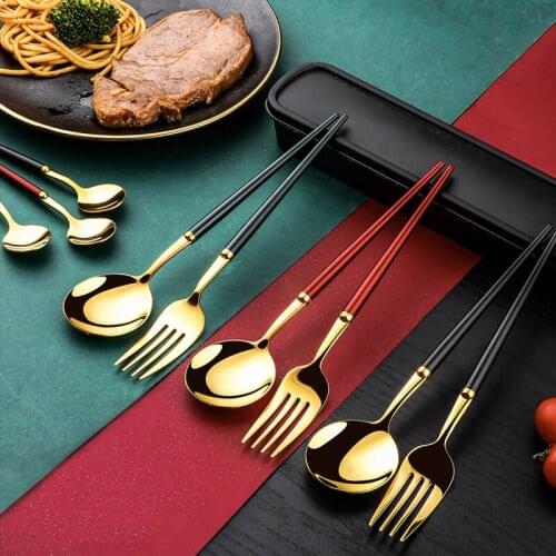 Knife Fork Spoon Set Stainless Steel Dinnerware Set Portable Cutlery Western Food Tableware 4pcs Home Kitchen Mirror Steak Knife
