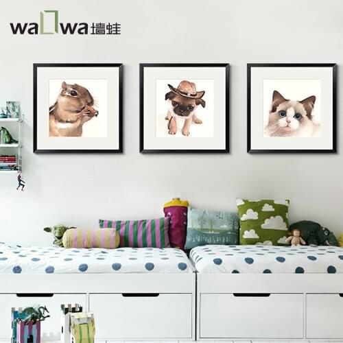 Wall frog watercolor animal Jane Xi creative Nordic style decorative painting modern minimalist paintings fresco triple bedroom