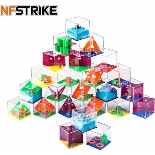 NFSTRIKE 24Pcs Maze Game Puzzle Boxes with Steel Ball Brain Teaser Educational Toys Gift Puzzles Toys for Kids Children Adults