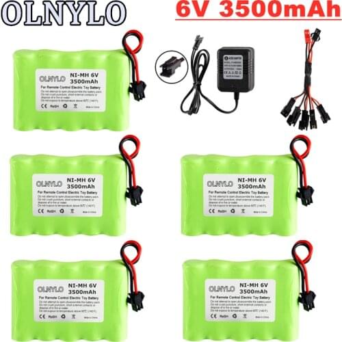 6v 3500mAh NIMH Battery Pack and Charger For RC Toys Cars Boats Robots Tanks Gun AA 6v Rechargeable Battery Pack SM Plug