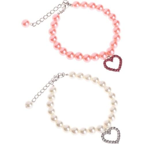 Pet Collar Pearl Necklace Dog Puppy Cat Bowknot Custom Adjustable Identification