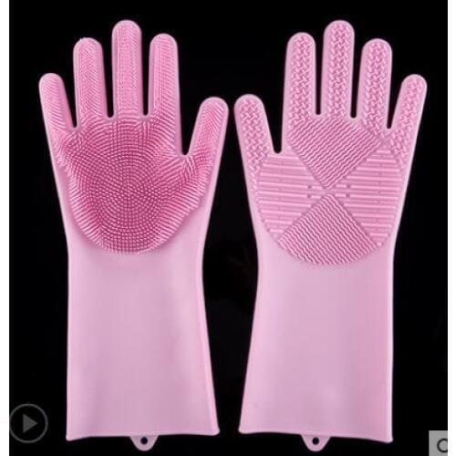 Dishwashing gloves artifact kitchen multi-function housework wash pot brush bowl silicone magic gloves 2pcs