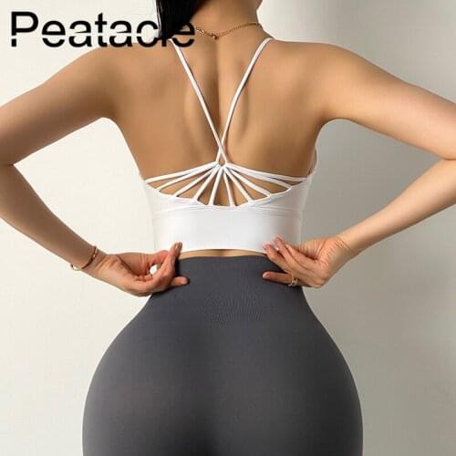 Peatacle Sexy Sports Underwear Women Shockproof Gather Beauty Back Yoga Bra Running Fitness Quick Dry Padded Push Up