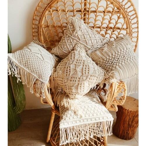 Boho Cushion Cover 40x40cm Cotton Throw Handmade Pillow Covers Decorative Pillow Case For Sofa Bed Chair Home Decor