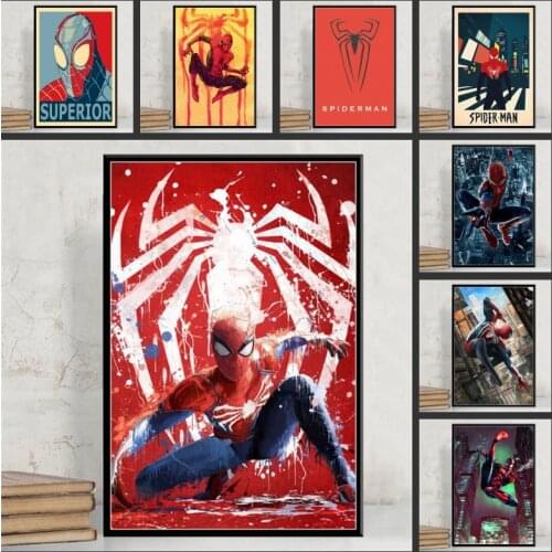 Marvel Poster Avengers Superhero Canvas Painting Spiderman Movie Poster Print Cuadros Wall Art Picture Kids Room Home Decoration