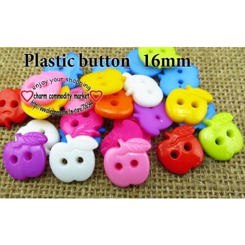 12MM/16MM 12colors Dyed Plastic apple button decoration toy cartoons buttons coat boots sewing clothes accessories P-128