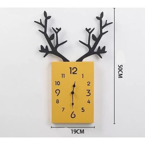Christmas Living Room Home Decoration Resin Craft Work Elk Dear Antler Shape Wall Clock