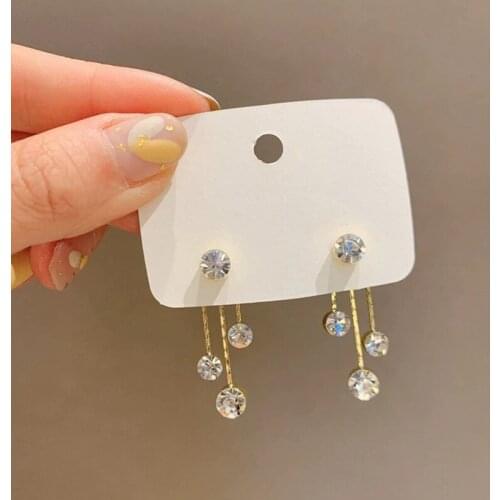 Crystal Stone Tassel Earrings Korean Temperament All-Match Earrings Female Exquisite Dangle Stud Best Gift For Friend