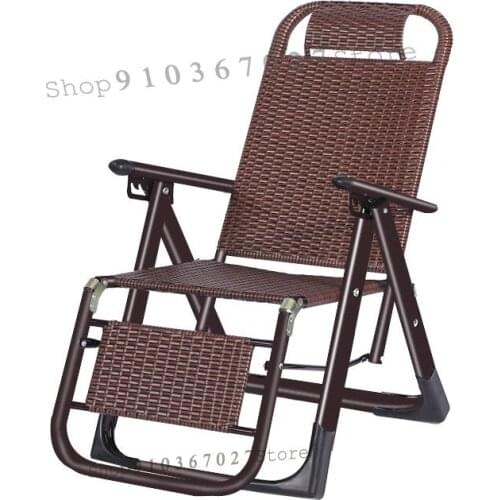 Rattan Chair Folding Lunch Break Office Nap Bed Outdoor Beach Chair Adult Reclining Chair Back Free Chair