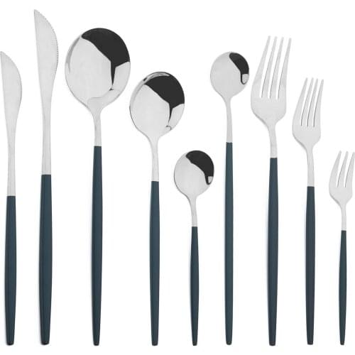 JANKNG Tableware Stainless Steel Cutlery Set Kitchen Knives Forks Spoons Set Luxury Dinnerware Set Dinner Wedding Flatware Set