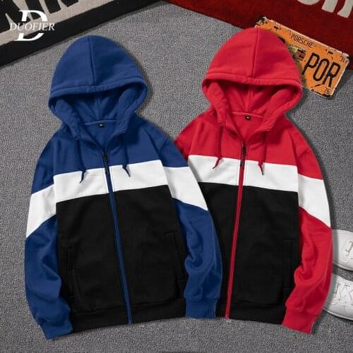 Men Casual Sweatshirt Patchwork Fleece Hoodies New Mens Harajuku Hooded Sweatshirts Loose Cardigans Jacket Hip Hop Streetwear