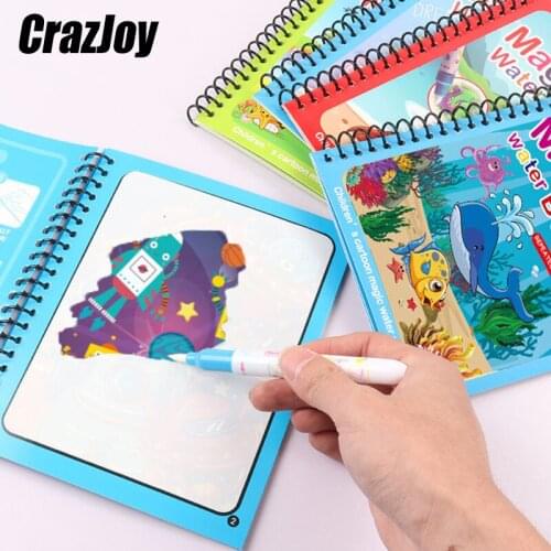 Cartoon Magic Water Book Drawing Book Colorling Animal Zoo Princess Magic Pen Painting Drawing Board For Kids Toys Birthday Gift