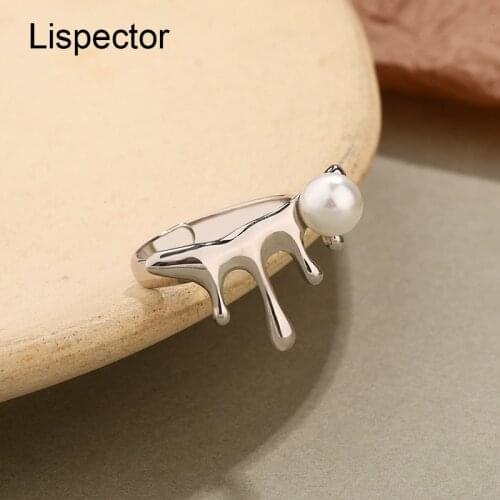 Lispector 925 Sterling Silver Korean Irregular Waterdrop Rings for Women Chic Freshwater Pearl Ring Female Jewelry Couple Gifts