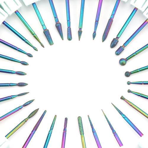 1pcs Diamond Nail Drill Bit Rainbow Milling Cutter Files Electric Manicure Drills Bits Cuticle Clean Burr Nail Tool Accessories