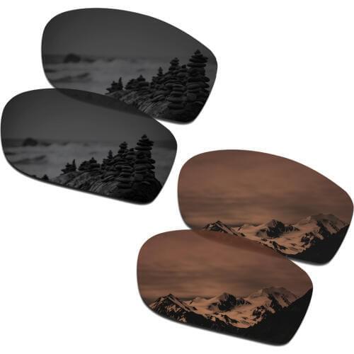 SmartVLT 2 Pairs Polarized Sunglasses Replacement Lenses for Oakley Valve New 2014 Stealth Black and Amber Brown