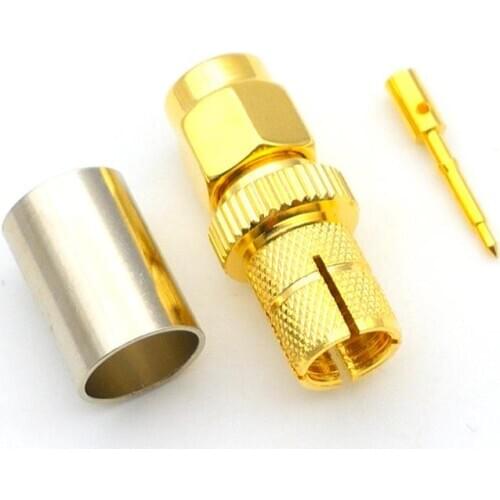 20PCS copper SMA Male Plug RF Coax Jack Crimp for RG5 RG6 5D-FB H155 LMR300 Cable Straight connector