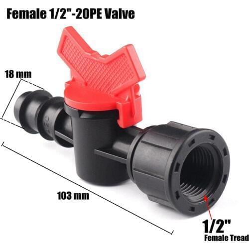 20pcs 1/2''-20mm PE Pipe Ball Valve Garden Water Connectors Greenhouse Micro Drip Irrigation System Fittings Water Hose Switch