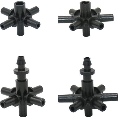 6mm 5/7-way Cross Connector Conector Grifo Garden Hose Nozzle Connector Water Splitter For Garden Mist Nozzle 10pcs