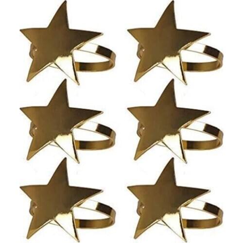 6 Pcs Five-Pointed Star Napkin Ring, Christmas Napkin Ring Suitable for Holiday Parties, Dinners, Wedding Receptions,Etc