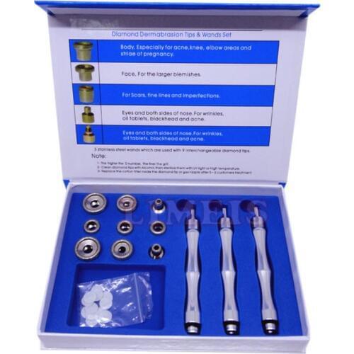 9 Tips +3 Wands Diamond Dermabrasion Accessory Tips Diamond Wands Cotton Filter Skin Peeling Microdermabrasion Skin Rejuvanation