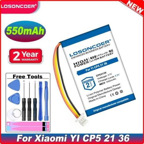 LOSONCOER 550mAh Battery for Xiaomi YI CP5 21 36 Smart Car DVR Battery Driving Recorder DVR GPS MP3 MP4 Toys CP5/21/36