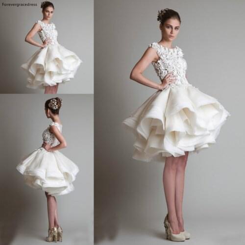 Free Shipping Short Wedding Dress Scoop Neck Cap Sleeves Lace Knee Length Wedding Dresses Bridal Gowns