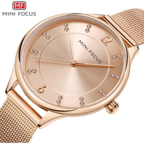 MINIFOCUS Luxury Ladys Watch for Woman Fashion Casual Women Watches Rose Gold Womens Wristwatches Relogio Feminino Montre Femme