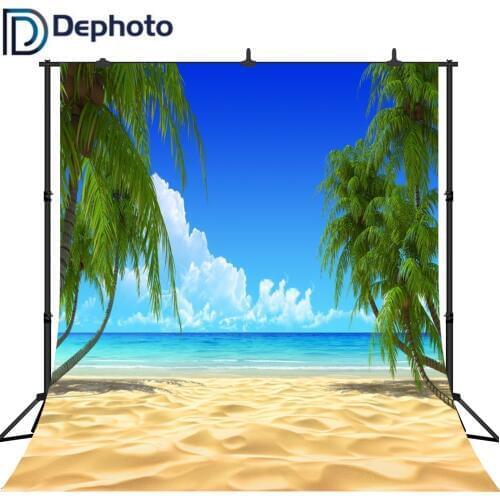 DePhoto Summer Seaside Palm Tree Beach Party Birthday Baby Photography Backgrounds Custom Photo Studio Photographic Backdrops