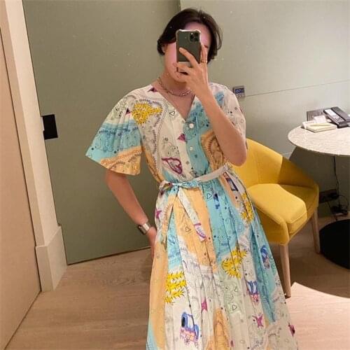 Childlike Cute Graffiti Age reducing Mid length Dress