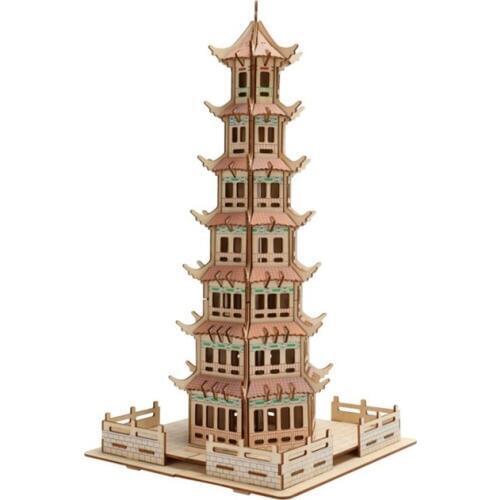 DIY Assembly Construction Sets Wooden 3D Puzzle Model Architecture Hobbies Building Toys Teens Adult Church Eiffel Tower