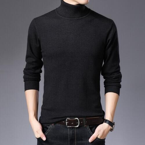 2020 New Fashion Brand Sweaters Man Pullovers Thick Slim Fit Jumpers Knitred Turtleneck Winter Korean Style Casual Mens Clothes