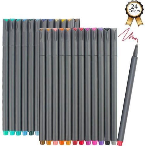 24 Colors Fineliner Pens Colored Writing Drawing Markers Pens Fine Line Point Marker Pen Set for Manga Art Markers Stationery