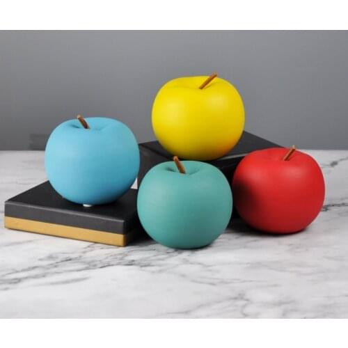 Nordic Macaron Color Creative Ceramic Apple Decoration Home Living Room Decoration Fruit Decoration Gift