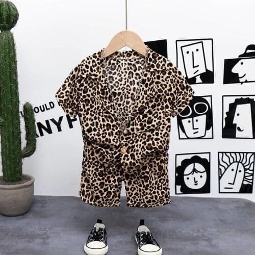 Summer Toddler Costume Leopard Set Children Baby Girls Boys Clothes Infant T Shirt Shorts 2pcs/sets Kids Cotton Garment Clothing