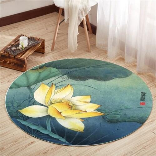 Chinese Style Mats Round Carpet Living Room Bedroom Yoga Mat Cloakroom Retro Chinese Style Carpet Anti-slip Mat