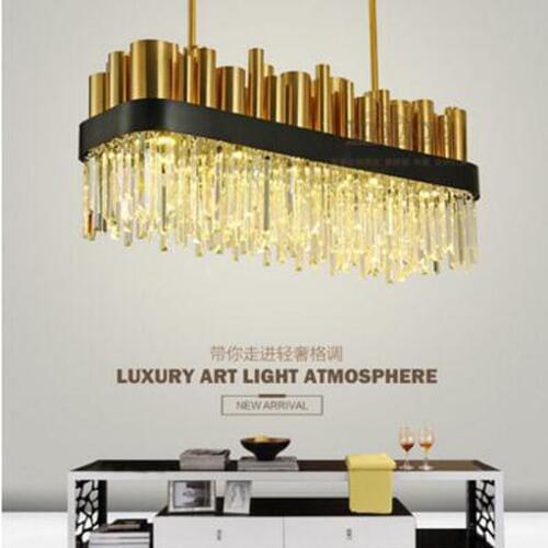 Restaurant crystal lamp square postmodern simple stainless steel bronze villa luxury LED modern crystal chandelier for bedroom