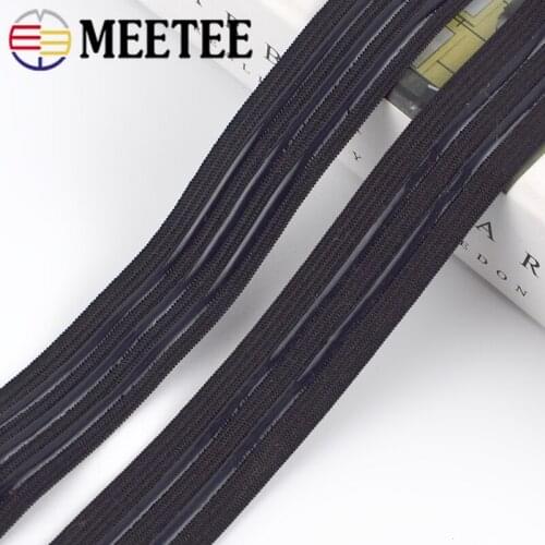 Meetee 5/10M 22/25mm Non-slip Elastic Band Silica Gel Stripe Sportswear Spring Belt DIY Garment Sew Accessories Material EB029